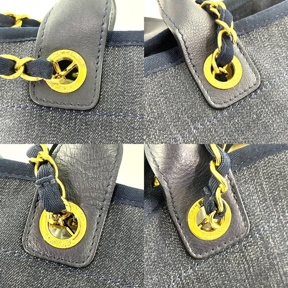 Sold on our website CHANEL Deauville Medium Denim Navy Shopping Tote Bag - Picture 8 of 11